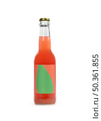 A vibrant soda bottle featuring a striking green label is displayed on a clean, white surface, enticing thirst and curiosity. Стоковое фото, фотограф Данила Большаков / Фотобанк Лори