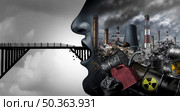 Climate shutdown and Ecological closures or closed due to environmental issues as an eco concept for the environment pollution lockdown and low air quality for a sustainable planet with 3D illustration elements. Стоковое фото, агентство Ingram Publishing / Фотобанк Лори