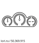 Dashboard car panel speed display with gauge contour outline line icon black color vector illustration image thin flat style simple. Dashboard car panel speed display with gauge contour outline line icon black color vector illustration image thin flat style. Стоковая иллюстрация, агентство Ingram Publishing / Фотобанк Лори