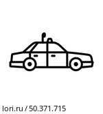 Police Car Icon. Bold outline design with editable stroke width. Vector Illustration. Стоковая иллюстрация, агентство Ingram Publishing / Фотобанк Лори
