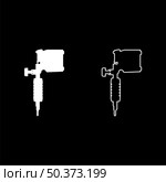 tattoos set icon white color vector illustration image simple solid fill outline contour line thin flat style. Tattoo machine set icon white color vector illustration image solid fill outline contour line thin flat style. Стоковая иллюстрация, агентство Ingram Publishing / Фотобанк Лори