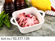 Marinated baby octopus snack appetizer. Стоковое фото, фотограф Андрей Старостин / Фотобанк Лори