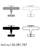 Propelier aircraft retro vintage small plane single engine set icon grey black color vector illustration image simple solid fill outline contour line thin flat style. Propelier aircraft retro vintage small plane single engine set icon grey black color vector illustration image solid fill outline contour line thin flat style. Стоковая иллюстрация, агентство Ingram Publishing / Фотобанк Лори