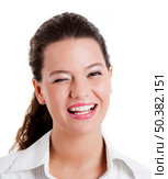 Portrait of a beautiful young woman winking. Стоковое фото, агентство Ingram Publishing / Фотобанк Лори