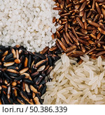 close up heaps assorted rice. Стоковое фото, агентство Ingram Publishing / Фотобанк Лори