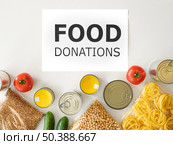 top view provisions donation. Стоковое фото, агентство Ingram Publishing / Фотобанк Лори