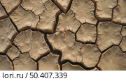 Detailed view of cracked, dry earth, showcasing the textured patterns of drought-affected soil. Concept of ecological disaster, negative human impact on environment. Стоковое AI-видео, аниматор Sergey Grishin / Фотобанк Лори