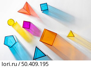 flat lay colorful translucent geometric shapes. Стоковое фото, агентство Ingram Publishing / Фотобанк Лори