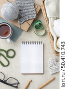 crochet set with yarn notebook. Стоковое фото, агентство Ingram Publishing / Фотобанк Лори