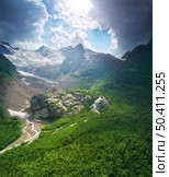Alibek mountain glacier. Nature landscape of Caucasus mountain. Стоковое фото, агентство Ingram Publishing / Фотобанк Лори