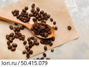 top view black coffee beans assortment light background. Стоковое фото, агентство Ingram Publishing / Фотобанк Лори