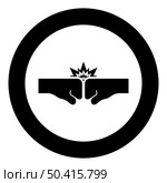 Collision of two fist icon in circle round black color vector illustration image solid outline style simple. Collision of two fist icon in circle round black color vector illustration image solid outline style. Стоковая иллюстрация, агентство Ingram Publishing / Фотобанк Лори