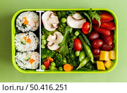 packed fish vegetables fruits top view. Стоковое фото, агентство Ingram Publishing / Фотобанк Лори