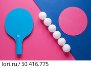 top view ping pong balls paddle. Стоковое фото, агентство Ingram Publishing / Фотобанк Лори