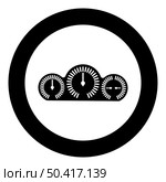 Dashboard car panel speed display with gauge icon in circle round black color vector illustration image solid outline style simple. Dashboard car panel speed display with gauge icon in circle round black color vector illustration image solid outline style. Стоковая иллюстрация, агентство Ingram Publishing / Фотобанк Лори