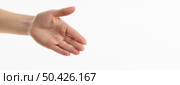 front view hand trying get handshake. Стоковое фото, агентство Ingram Publishing / Фотобанк Лори