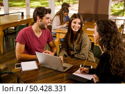 Group of friends studying together for finals. Стоковое фото, агентство Ingram Publishing / Фотобанк Лори