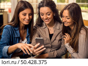 Group of girls making a pause on the studies for some gossip. Стоковое фото, агентство Ingram Publishing / Фотобанк Лори