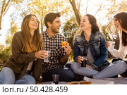 Friends at the park making a picnic. Стоковое фото, агентство Ingram Publishing / Фотобанк Лори