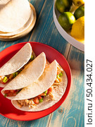 delicious tacos plate. Стоковое фото, агентство Ingram Publishing / Фотобанк Лори