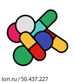 Pill And Tabs Icon. Editable Bold Outline With Color Fill Design. Vector Illustration. Стоковая иллюстрация, агентство Ingram Publishing / Фотобанк Лори