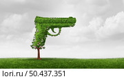 Growing crime concept and mass shooting growth idea as a tree shaped as a gun representing public safety and security issues with 3D illustration elements. Стоковое фото, агентство Ingram Publishing / Фотобанк Лори