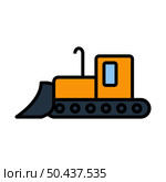 Icon Of Construction Bulldozer. Editable Bold Outline With Color Fill Design. Vector Illustration. Стоковая иллюстрация, агентство Ingram Publishing / Фотобанк Лори