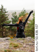 female sporty jogger stretching nature. Стоковое фото, агентство Ingram Publishing / Фотобанк Лори