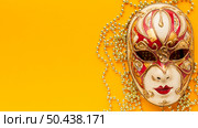 flat lay mystery carnival elegant mask. Стоковое фото, агентство Ingram Publishing / Фотобанк Лори