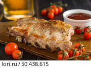 high angle steak with beer ketchup. Стоковое фото, агентство Ingram Publishing / Фотобанк Лори