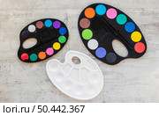 top view colour tray palette. Стоковое фото, агентство Ingram Publishing / Фотобанк Лори