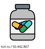 Icon Of Fitness Pills In Container. Editable Bold Outline With Color Fill Design. Vector Illustration. Стоковая иллюстрация, агентство Ingram Publishing / Фотобанк Лори