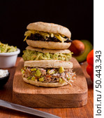 chopping board with arepas filling. Стоковое фото, агентство Ingram Publishing / Фотобанк Лори