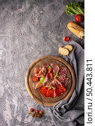 flat lay meat concept with copy space 4. Стоковое фото, агентство Ingram Publishing / Фотобанк Лори