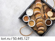 top view delicious alfajores with copy space. Стоковое фото, агентство Ingram Publishing / Фотобанк Лори