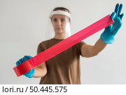woman with visor tape. Стоковое фото, агентство Ingram Publishing / Фотобанк Лори