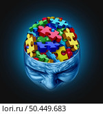 Feeling confused and mental illness as a confusion disorder or feelings of anxiety and cognitive stress as human in distress suffering with nervousness and the feeling of panic with 3D elements. Стоковое фото, агентство Ingram Publishing / Фотобанк Лори