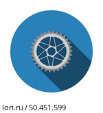 Bike Gear Star Icon. Flat Circle Stencil Design With Long Shadow. Vector Illustration. Стоковая иллюстрация, агентство Ingram Publishing / Фотобанк Лори