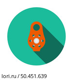 Alpinist Pulley Icon. Flat Circle Stencil Design With Long Shadow. Vector Illustration. Стоковая иллюстрация, агентство Ingram Publishing / Фотобанк Лори