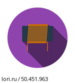 Inductor Coil Icon. Flat Circle Stencil Design With Long Shadow. Vector Illustration. Стоковая иллюстрация, агентство Ingram Publishing / Фотобанк Лори