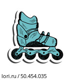 Roller skate sticker with shadow on education theme. Back to school. Vector illustration. Стоковая иллюстрация, агентство Ingram Publishing / Фотобанк Лори
