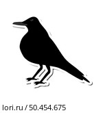 Crow Sticker With Shadow Over White Background for Creating Halloween Designs.  Vector illustration. Стоковая иллюстрация, агентство Ingram Publishing / Фотобанк Лори