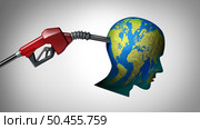 Energy global hostage with a Gas Pump like a gun to the head shaped as the world as an environmental or climate concept with crude petroleum and fossil fuel economic financial warfare with 3D illustration elements. Стоковое фото, агентство Ingram Publishing / Фотобанк Лори