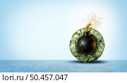 Hyperinflation economy and global inflation concept or overvalued economics as a financial crisis and inflated prices as a finance risk to investors and speculative valuation ready to explode as an exploding bomb as a 3D Illustration. Стоковое фото, агентство Ingram Publishing / Фотобанк Лори