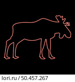 Neon moose elt red color vector illustration image flat style light. Neon moose elt red color vector illustration image flat style. Стоковая иллюстрация, агентство Ingram Publishing / Фотобанк Лори