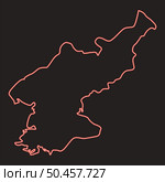 Neon map of north korea red color vector illustration image flat style light. Neon map of north korea red color vector illustration image flat style. Стоковая иллюстрация, агентство Ingram Publishing / Фотобанк Лори