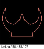 Neon viking helmet icon black color vector illustration flat style simple imagein circle round red color vector illustration image flat style light. Neon viking helmet icon black color illustration in circle round red color vector illustration image flat style. Стоковая иллюстрация, агентство Ingram Publishing / Фотобанк Лори