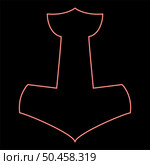 Neon thor’s hammer Mjolnir red color vector illustration image flat style light. Neon thor’s hammer Mjolnir red color vector illustration image flat style. Стоковая иллюстрация, агентство Ingram Publishing / Фотобанк Лори