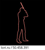 Neon man with bandana on his face that hides his identity man holds stick in hand Concept of rebellion Concept protest and danger red color vector illustration image flat style light. Neon man with bandana on his face that hides his identity man holds stick in hand Concept of rebellion Concept protest and danger red color vector illustration image flat style. Стоковая иллюстрация, агентство Ingram Publishing / Фотобанк Лори