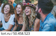 A diverse group of individuals sitting closely together, engaging in conversation and interaction, blending different personalities and backgrounds. Стоковое AI-изображение, AI-художник Данила Большаков / Фотобанк Лори